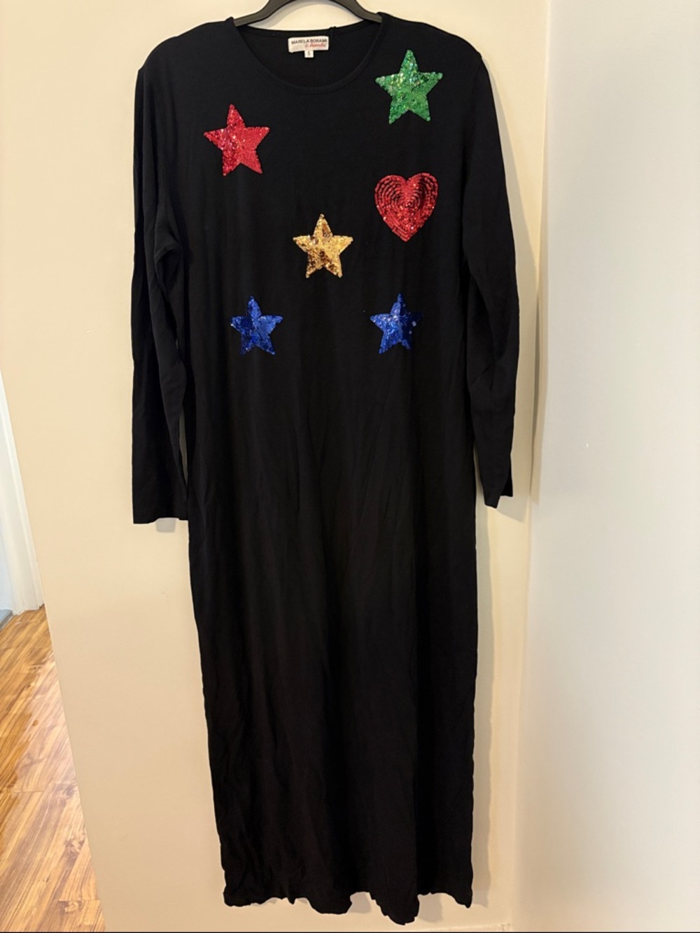 Black Sequin Star & Heart Maxi Dress